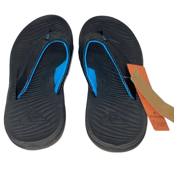 NWT Quiksilver Black Flip Flop Thong Sandals Y6 W39 - Picture 3 of 7